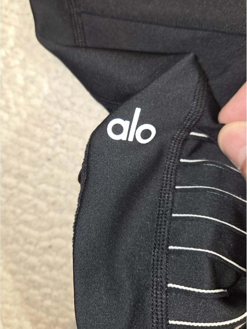 Alo Yoga Moto Leggings Black High Waisted Ribbed Mesh Panels Womens Size M